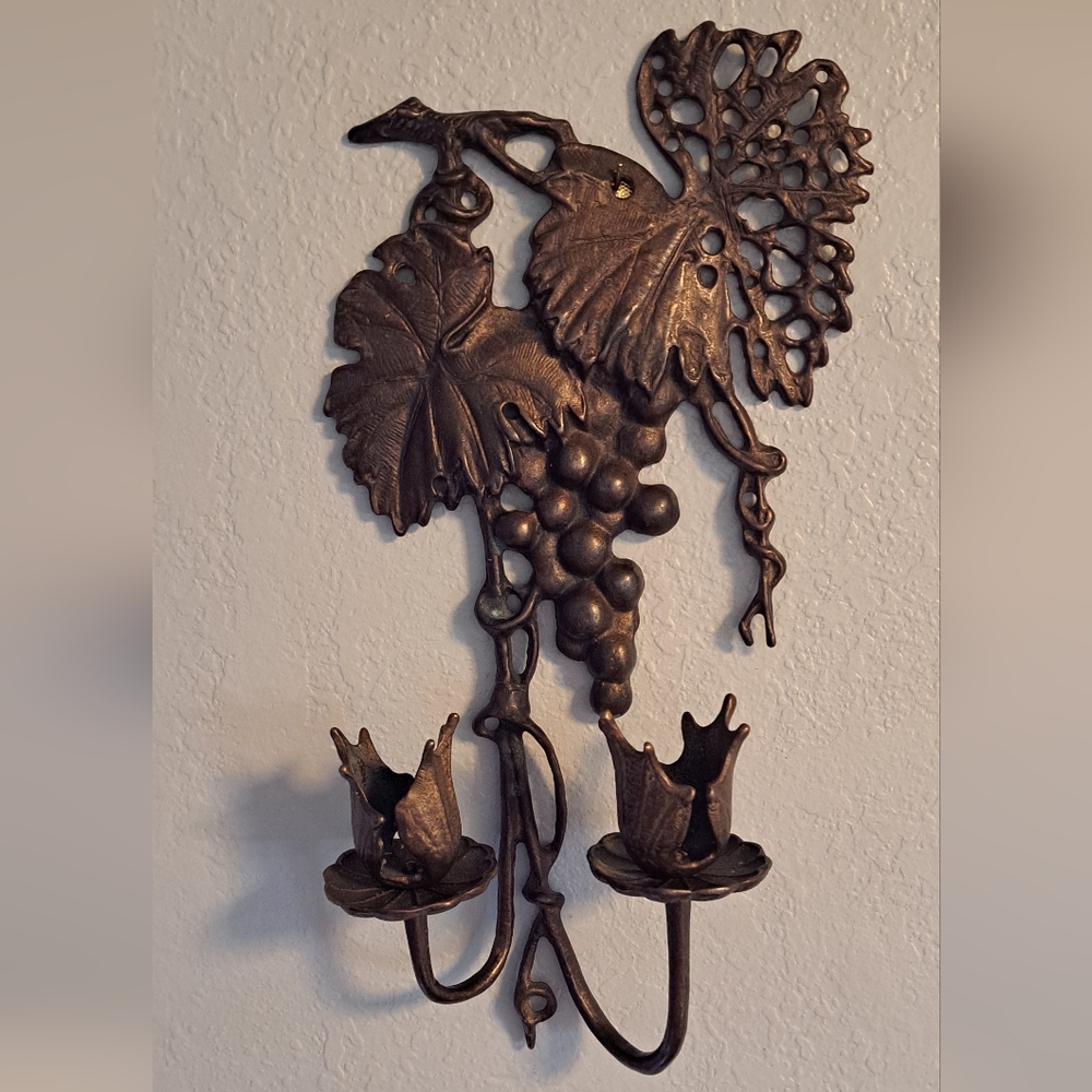 2 Candle Holder by SPI Home/San Pacific Int’l - Bronze Finish Grapes
